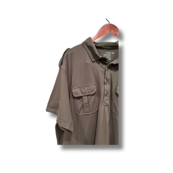 Old Navy Men’s Size XXL Army Green Polo Shirt Short Sleeve 2 Front Pockets - Picture 5 of 7